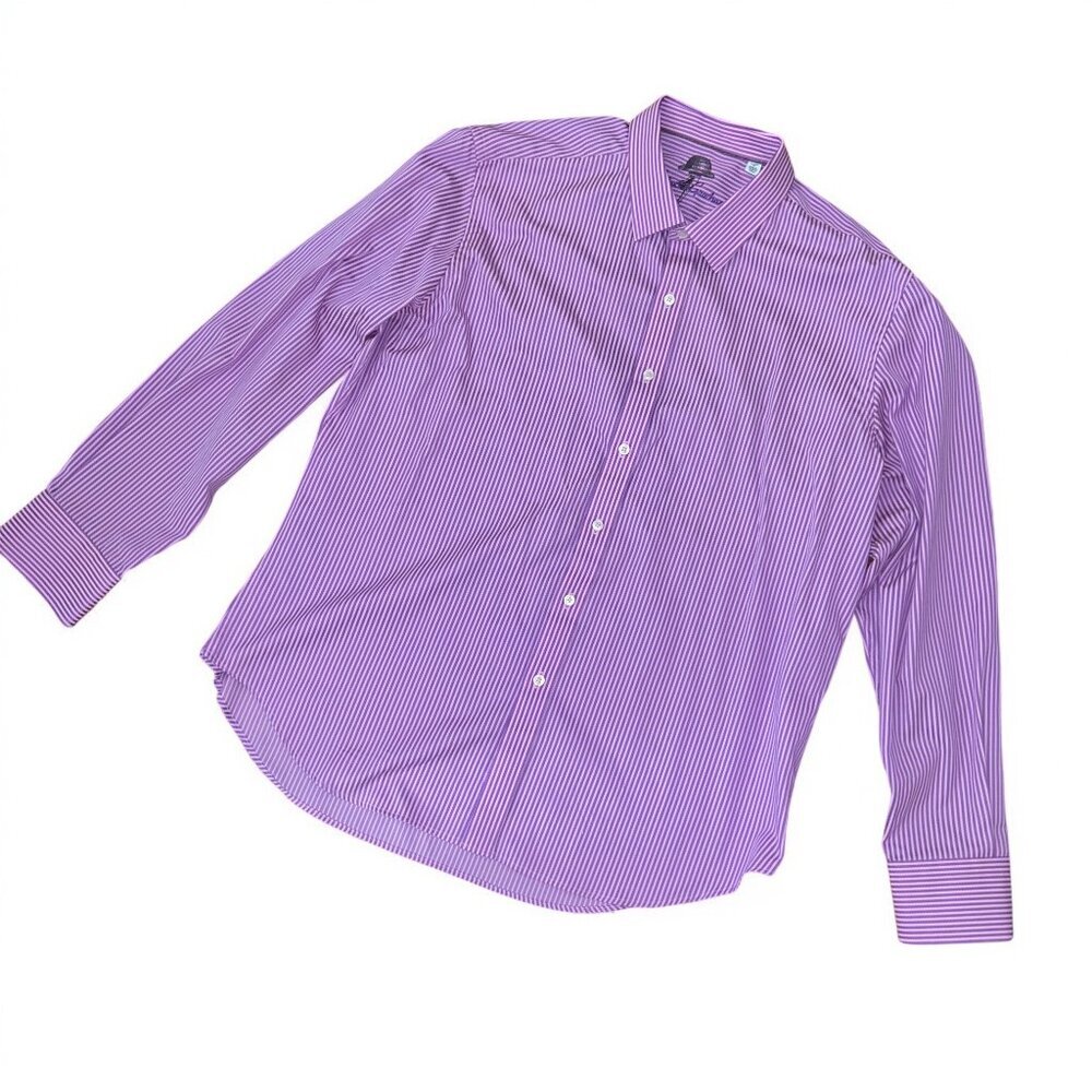Robert Graham Purple Pink Striped Button Up Dress Shirt Size 2XL XXL in pristine